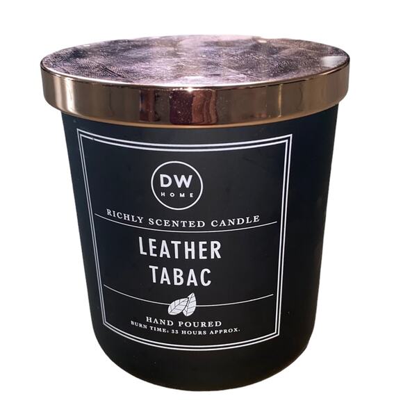 DW Home Richly Scented Candle Leather Tabac Hand Poured 9.3 oz burn time 24 hour - Picture 1 of 6